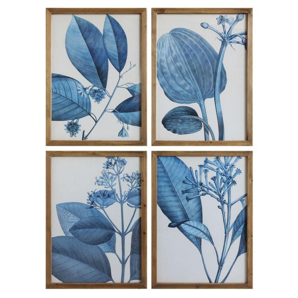 Wood Framed Blue Botanical Artwork - NESTED