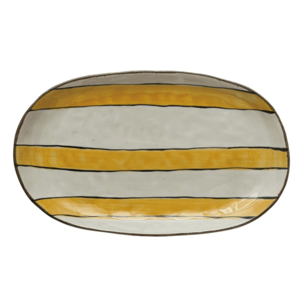 Hand-Painted Stoneware Platter - Nested