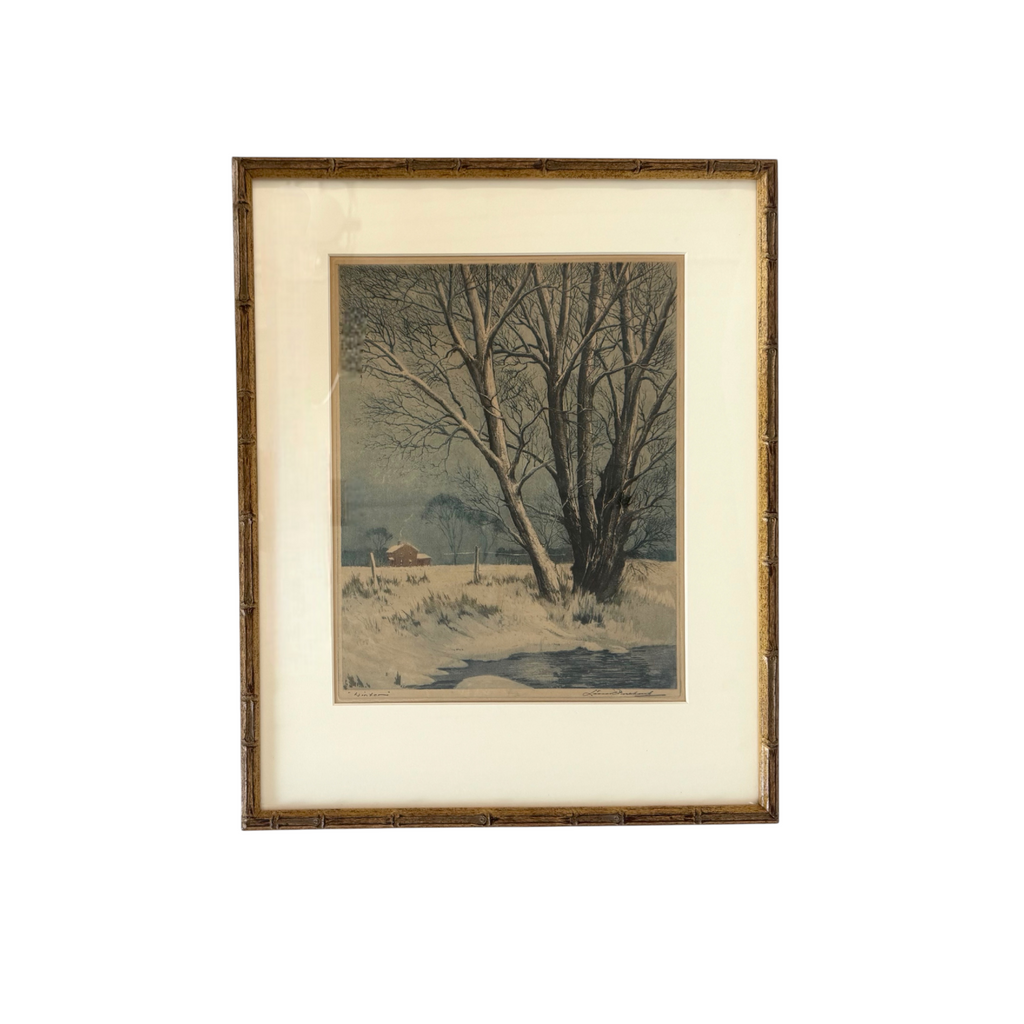 'Winter' Leon Pescheret Etching Circa 1930 - Nested