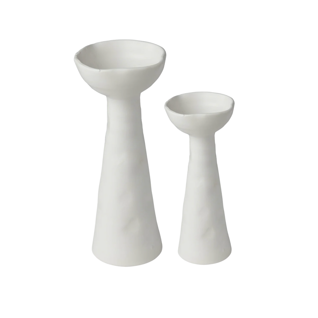 Matte White Laguna Candlestick Holder - Nested