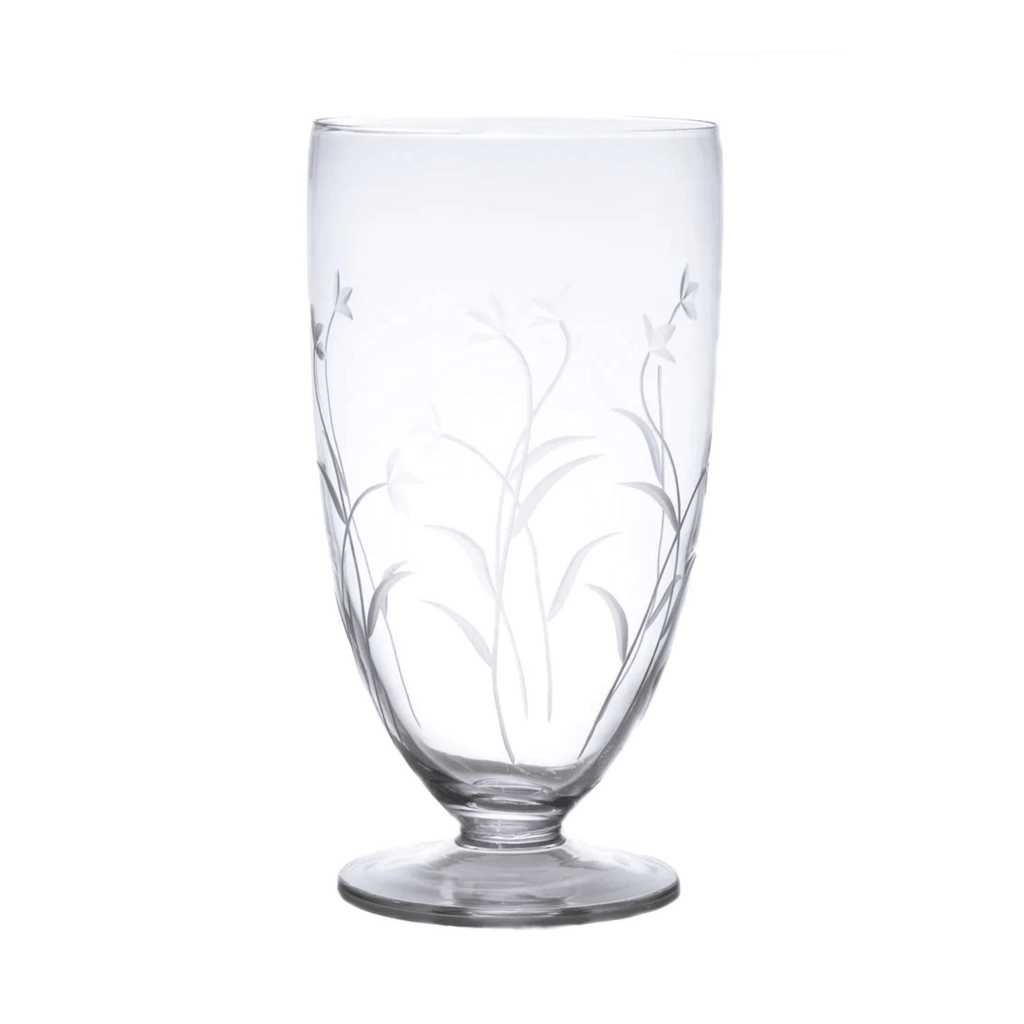 Classic Glass Hurricane with Etched Floral Design - Nested Designs