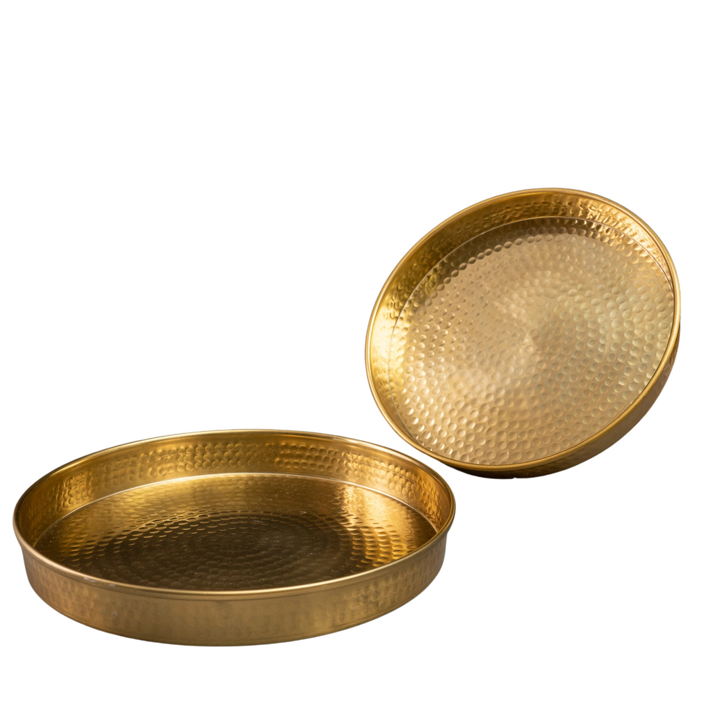 Gold Hammered Tray, Set of Two - Nested