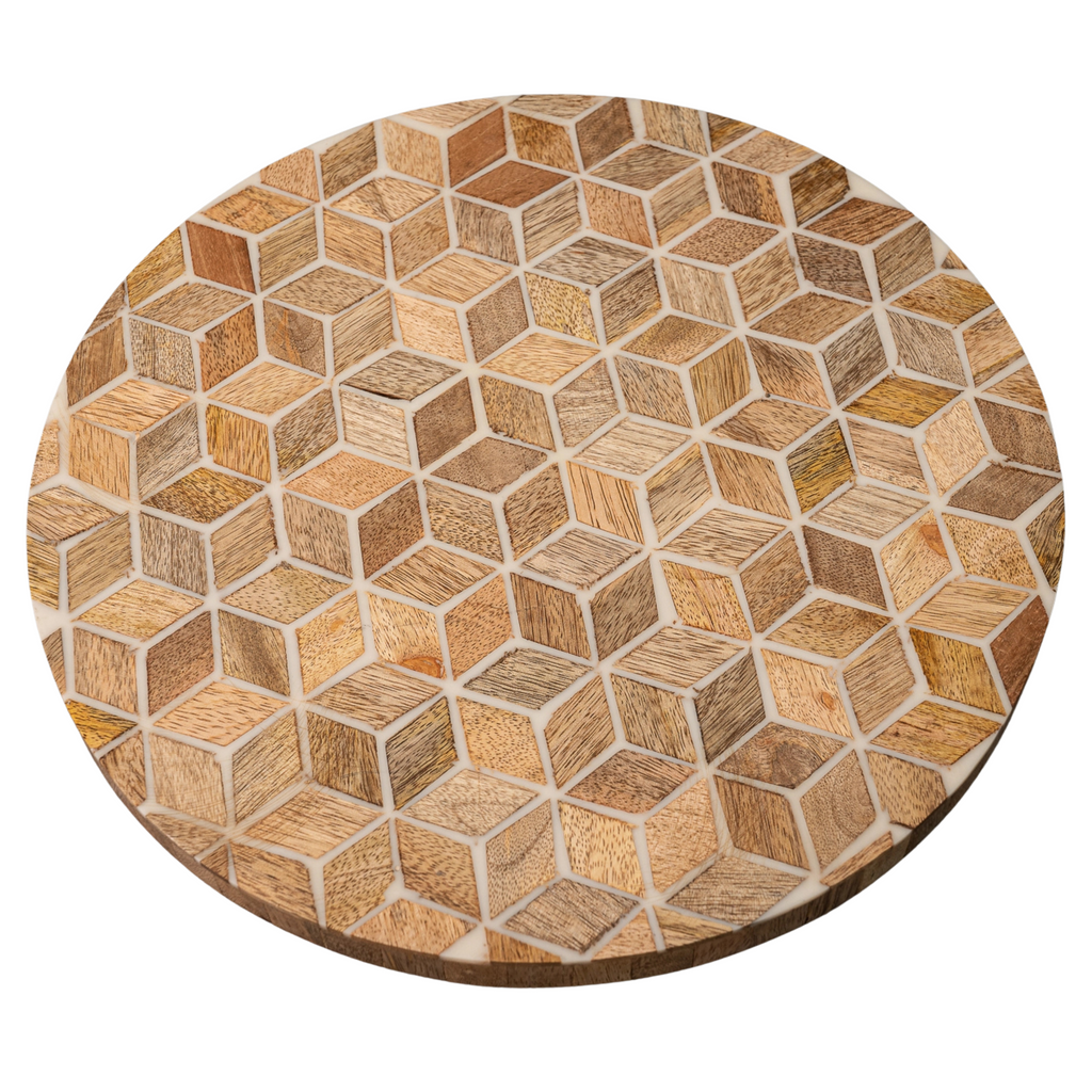 Eco Chic Round Wood Tray - Nested