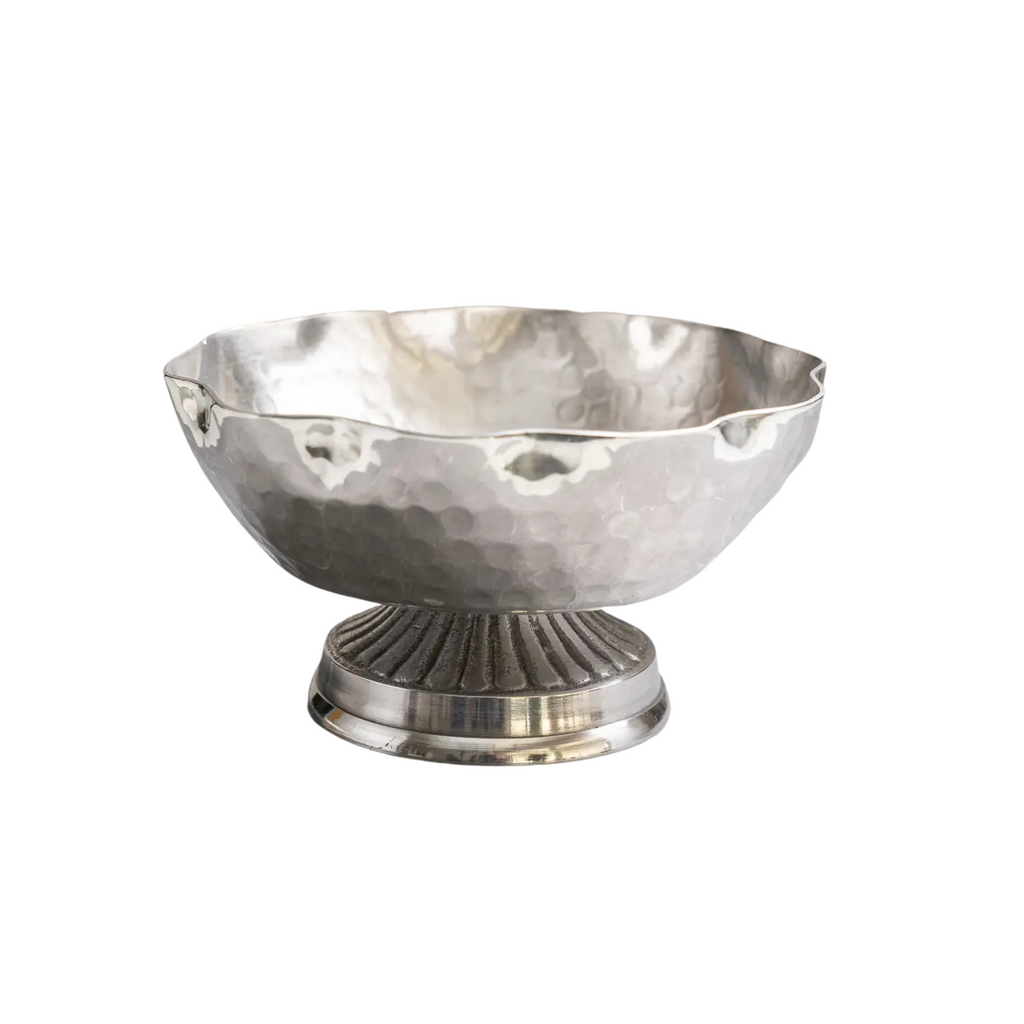 Hammered Curve Pedestal Bowl - Nested