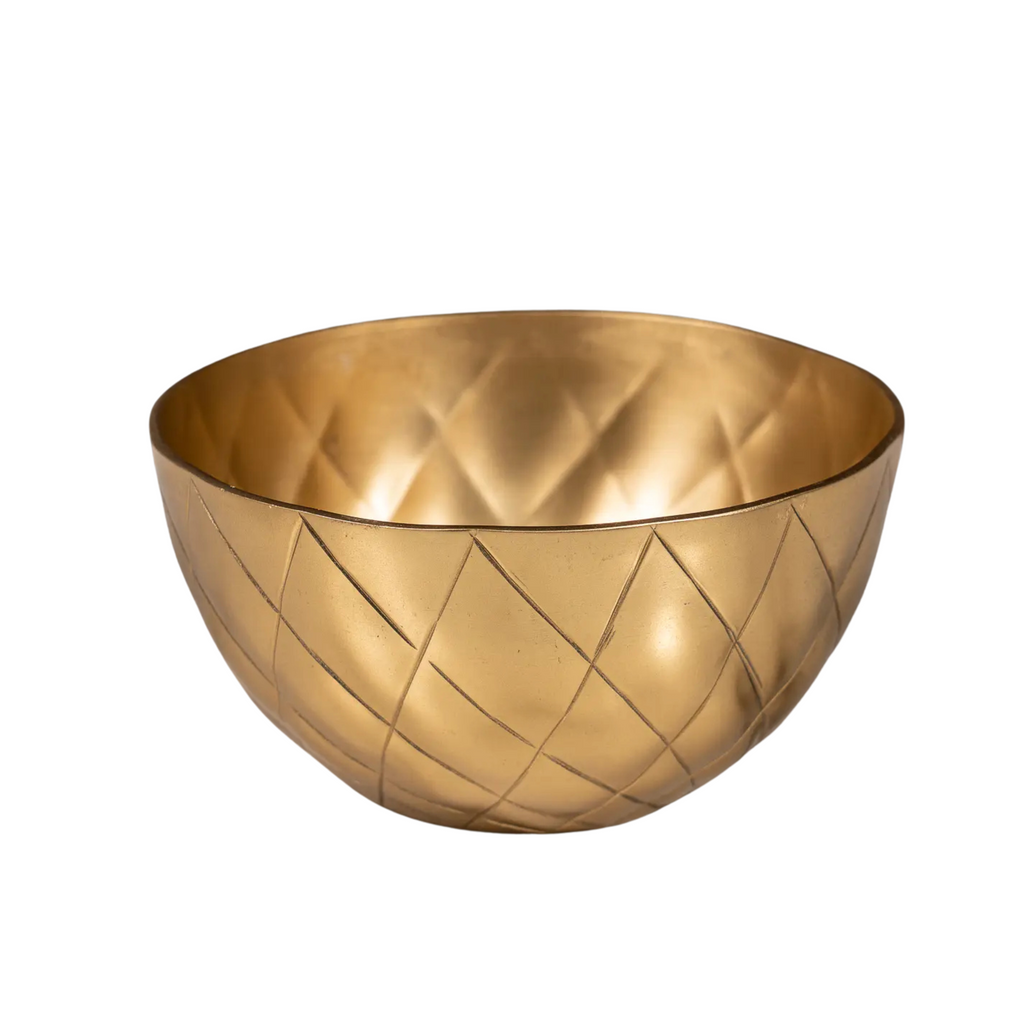 Gold Crosshatch Satin Bowl - Nested