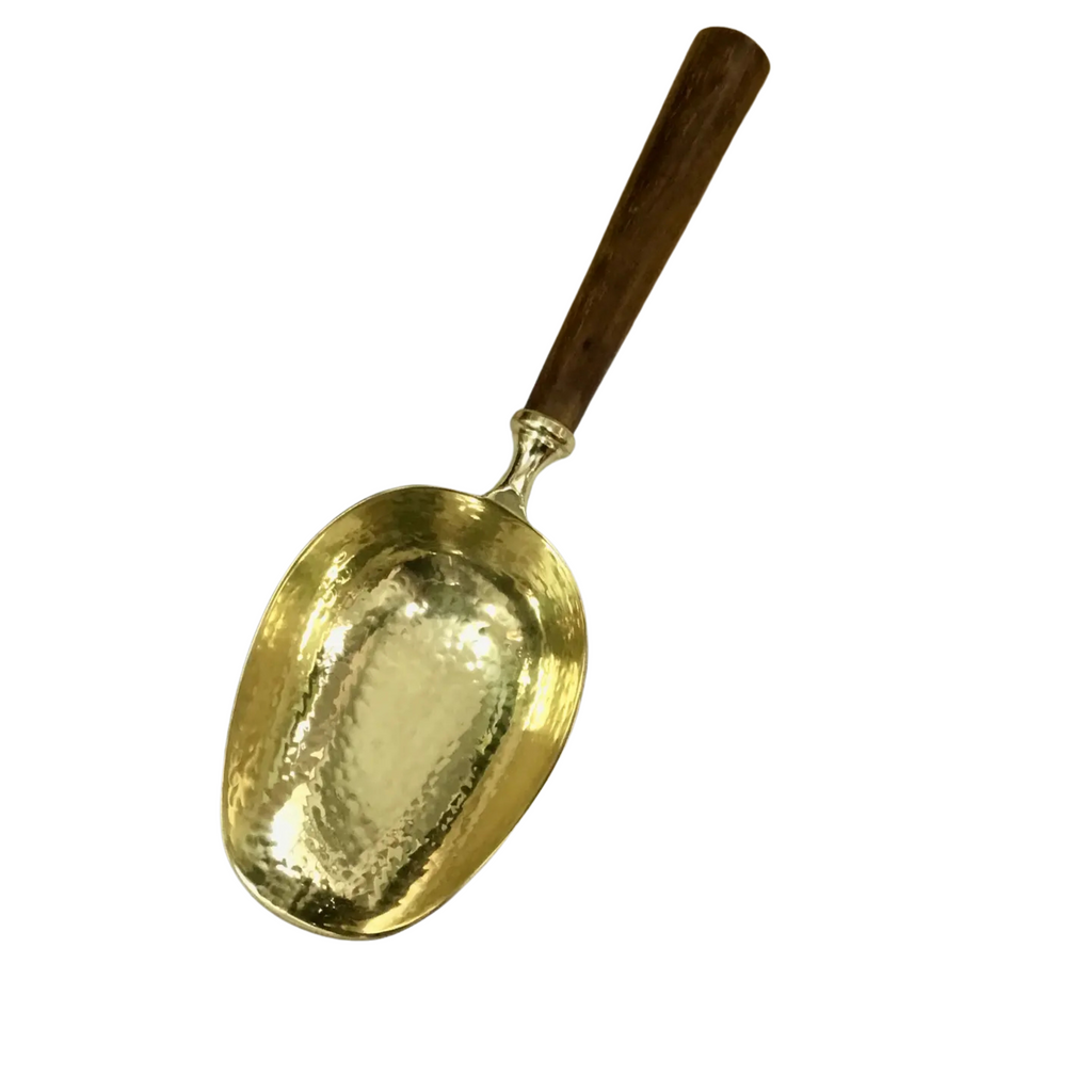 Gold Hammered Ice Scoop with Driftwood Handle - Nested