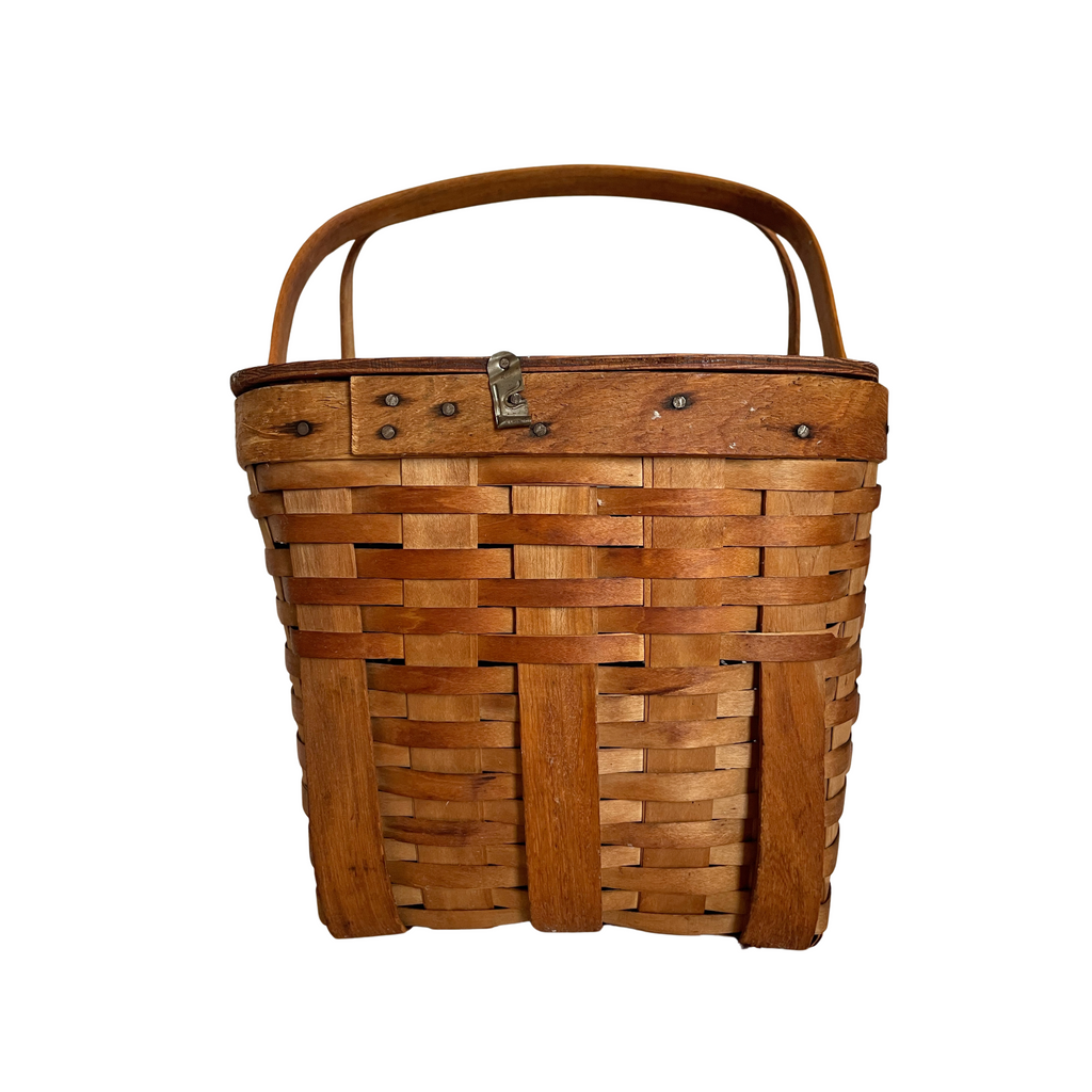 Vintage Handled Picnic Basket-Nested