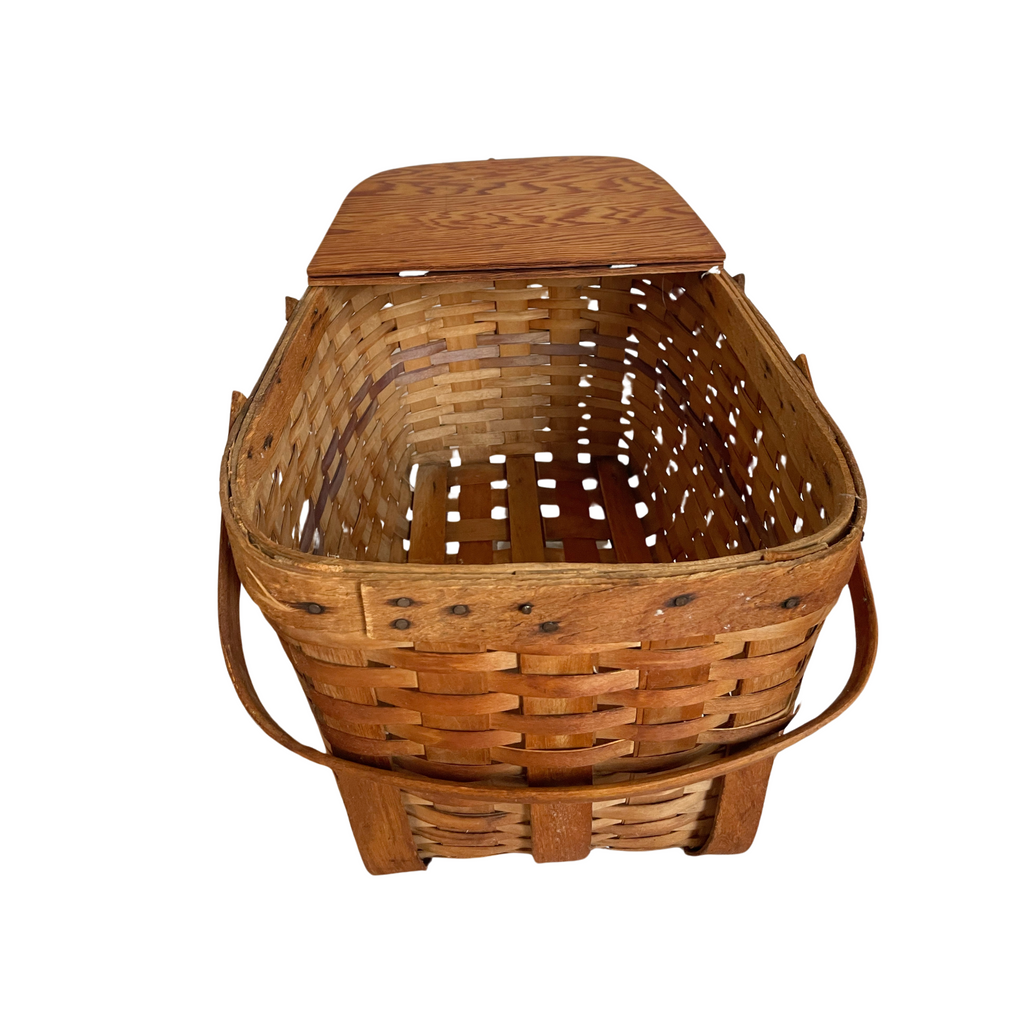 Vintage Handled Picnic Basket-Nested