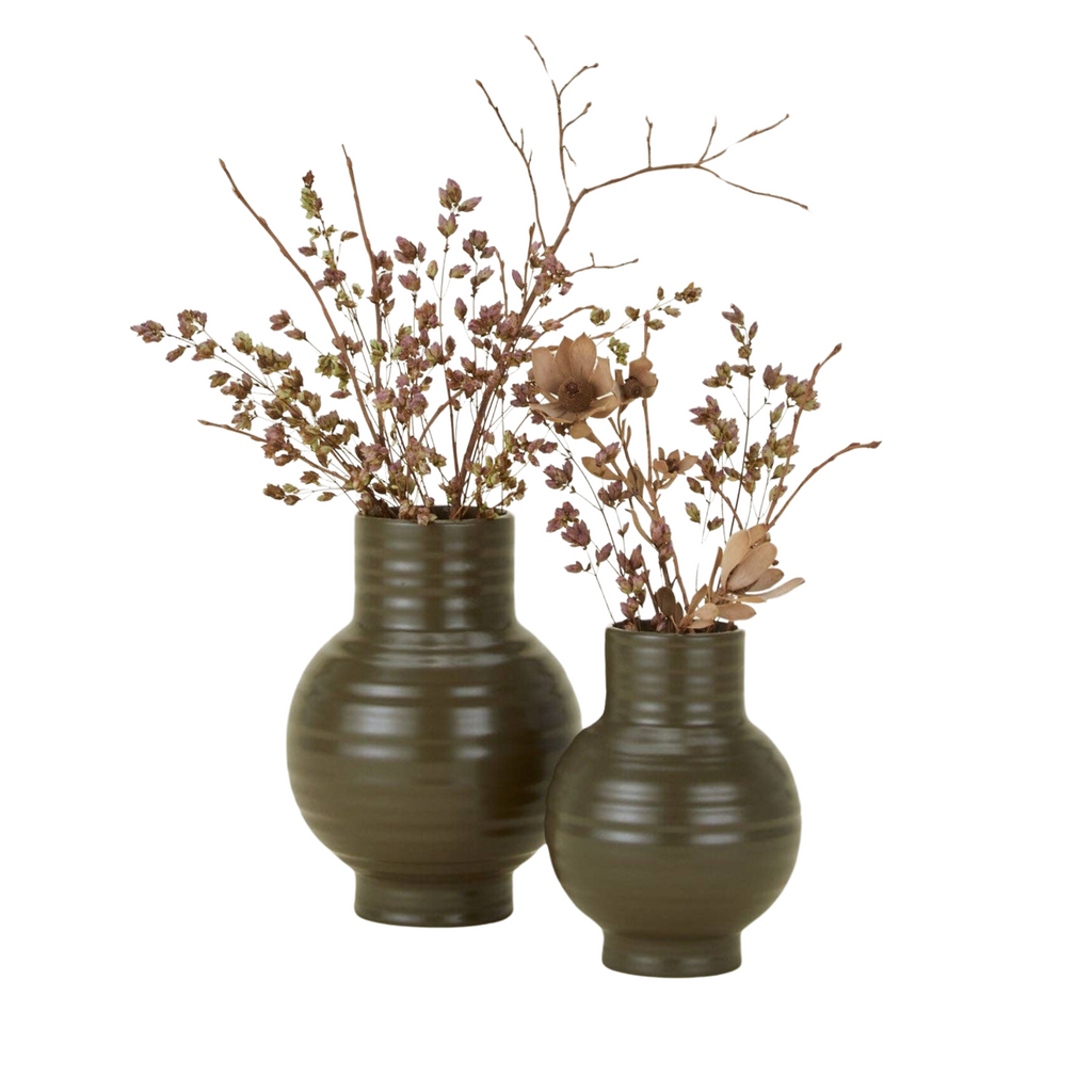 Essential Ceramic Vase in Olive - Nested