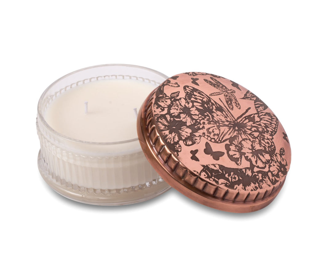 Dragonflies and Butterflies Engraved Grapefruit Candle - Nested