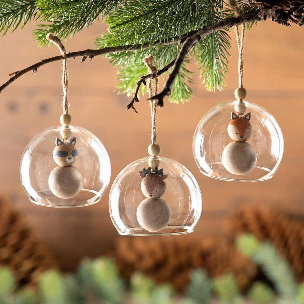 Woodland Friends in Glass Ball Ornament - NESTED