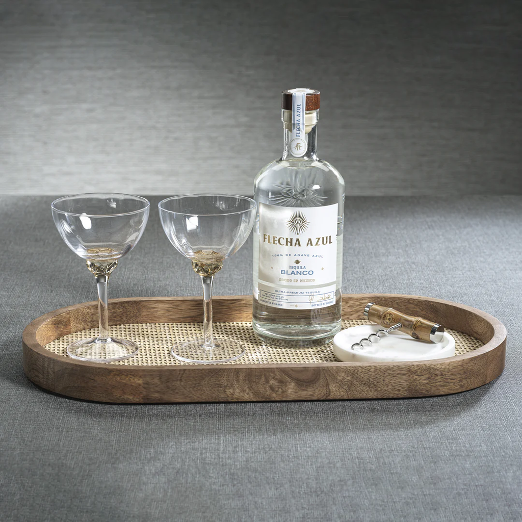 Large Oval Tray with Rattan Inlay - Nested Designs