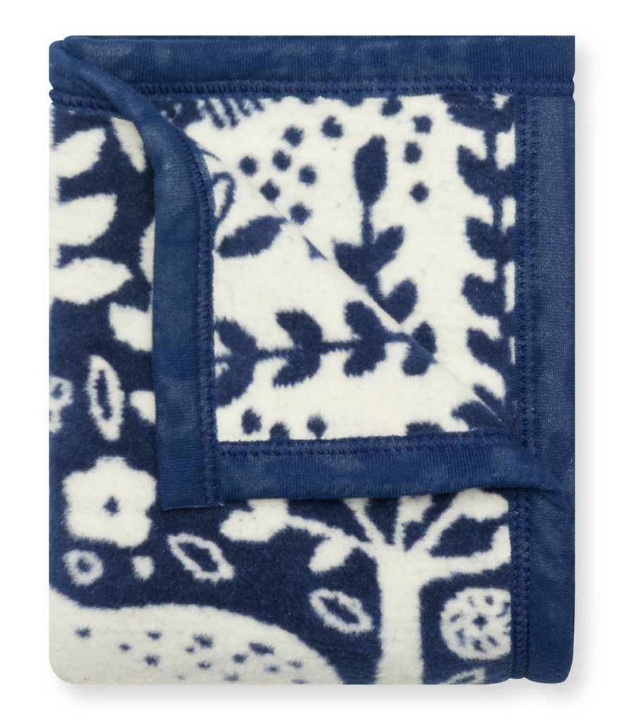 Navy Whimsical Woods Mini Blanket - Nested