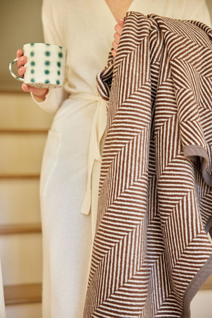 Harborview Herringbone Chocolate Blanket - Nested Designs