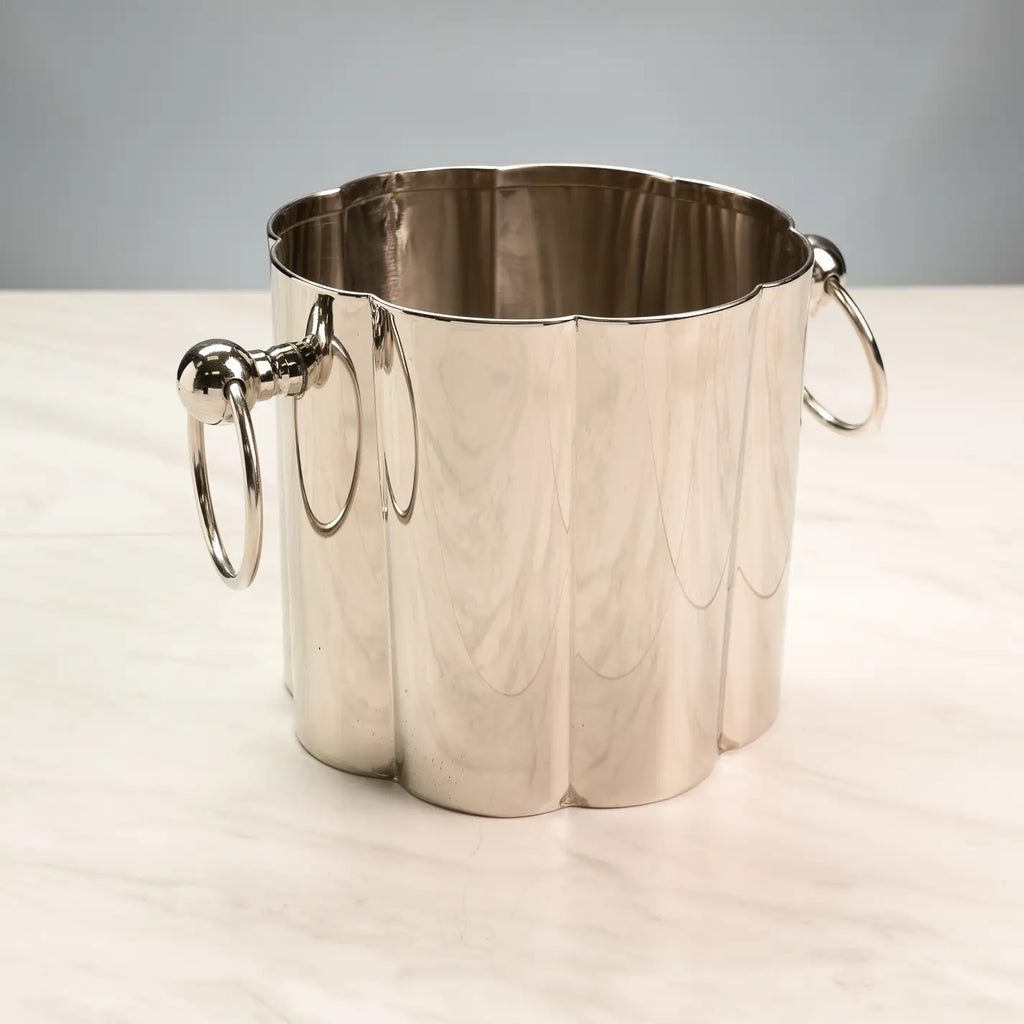 Polished Silver Ice Bucket with Handles  - Nested