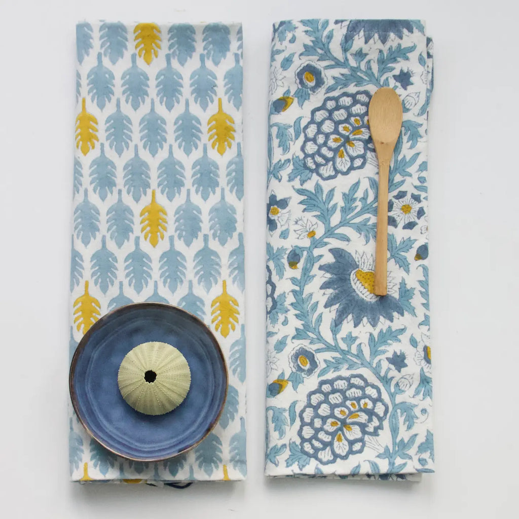 Indian Block Print Kitchen Tea Towel - Nested