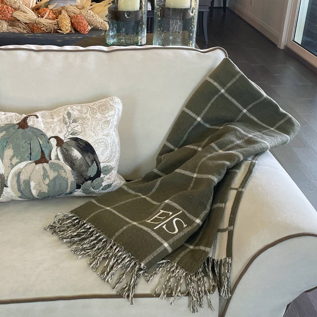 Double Face Cotton Window Pane Throw with Fringes - Nested Designs