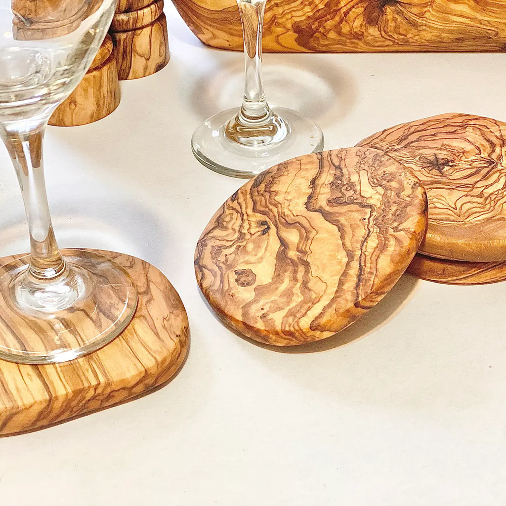 Olive Wood Coaster  - Nested