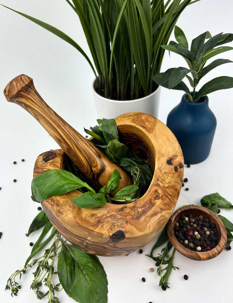 Olive Wood Mortar & Pestle - Nested