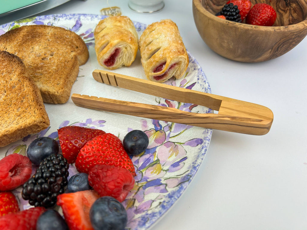 Olive Wood Toaster Tongs - Nested Designs