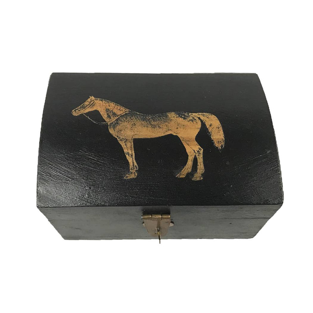 Standing Horse Antique Wood Box - Nested