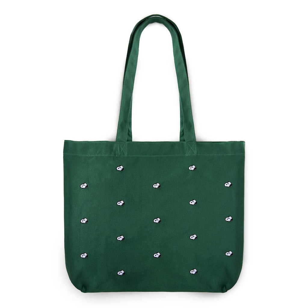 Snoopy Embroidered Tote Bag in Forest Green - Nested