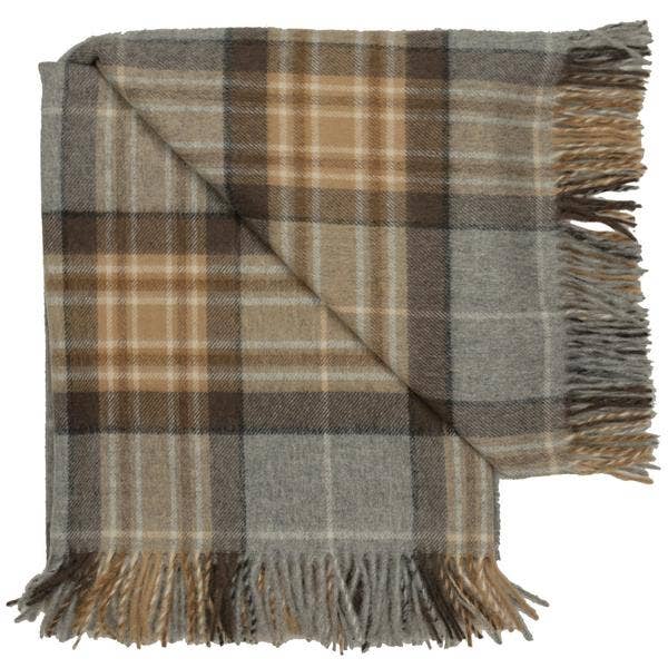 Highland Tartan Tweed Merino Wool Throw - Nested