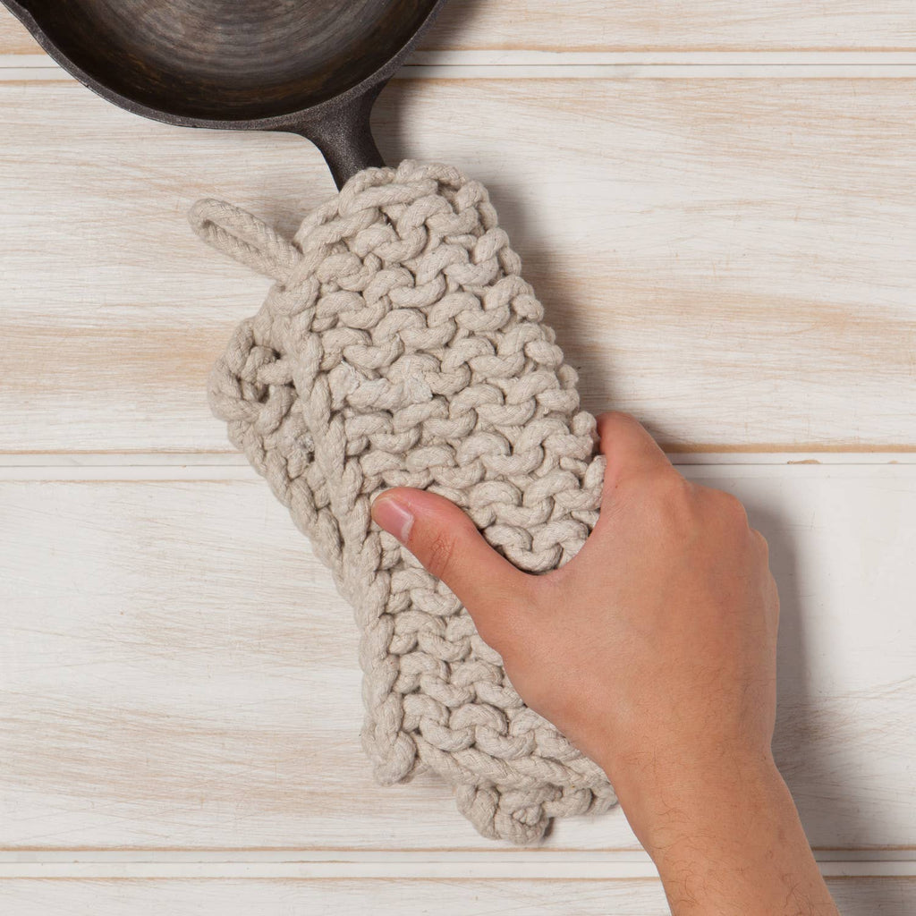 Dove Gray Knit Potholder - Nested Designs
