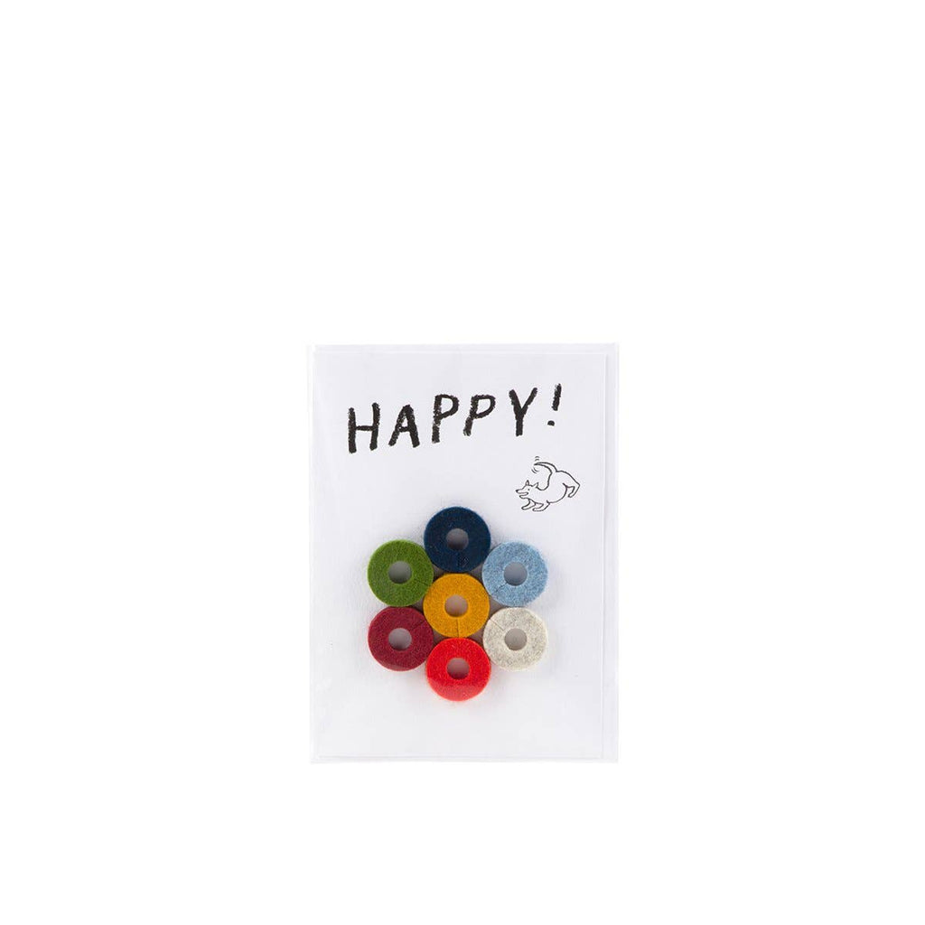 Merino Wool Felt Wine Marker "Happy!" Note Card - Nested Designs