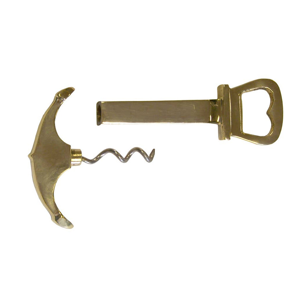 Solid Polished Brass Anchor Corkscrew Bottle Opener - Nested