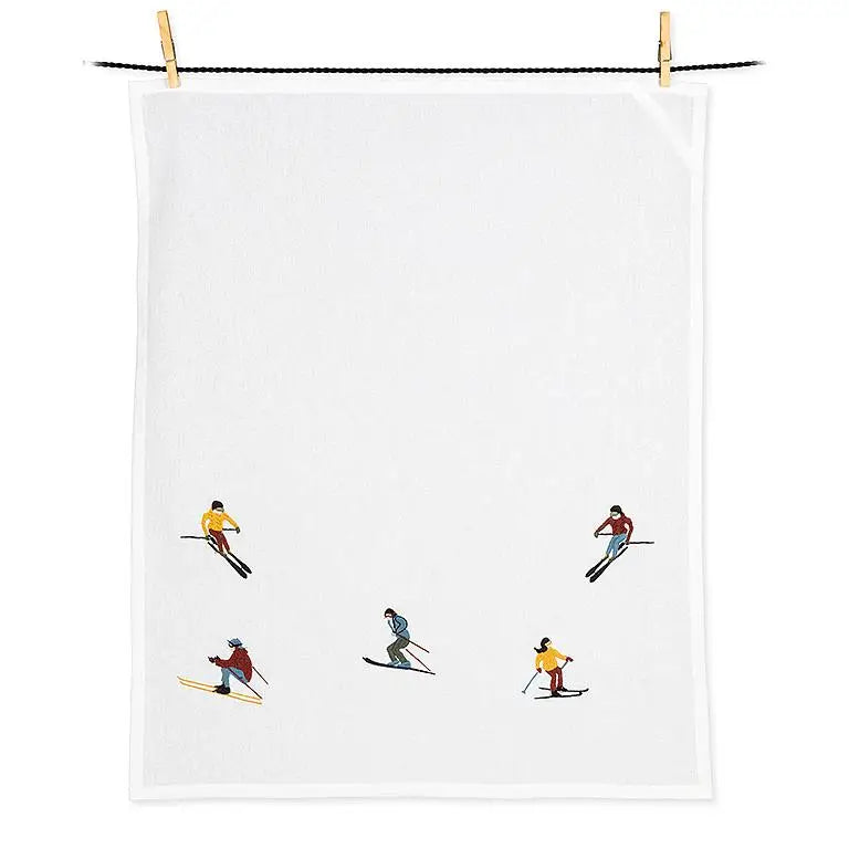 Ski Scene Kitchen Towel - Nested