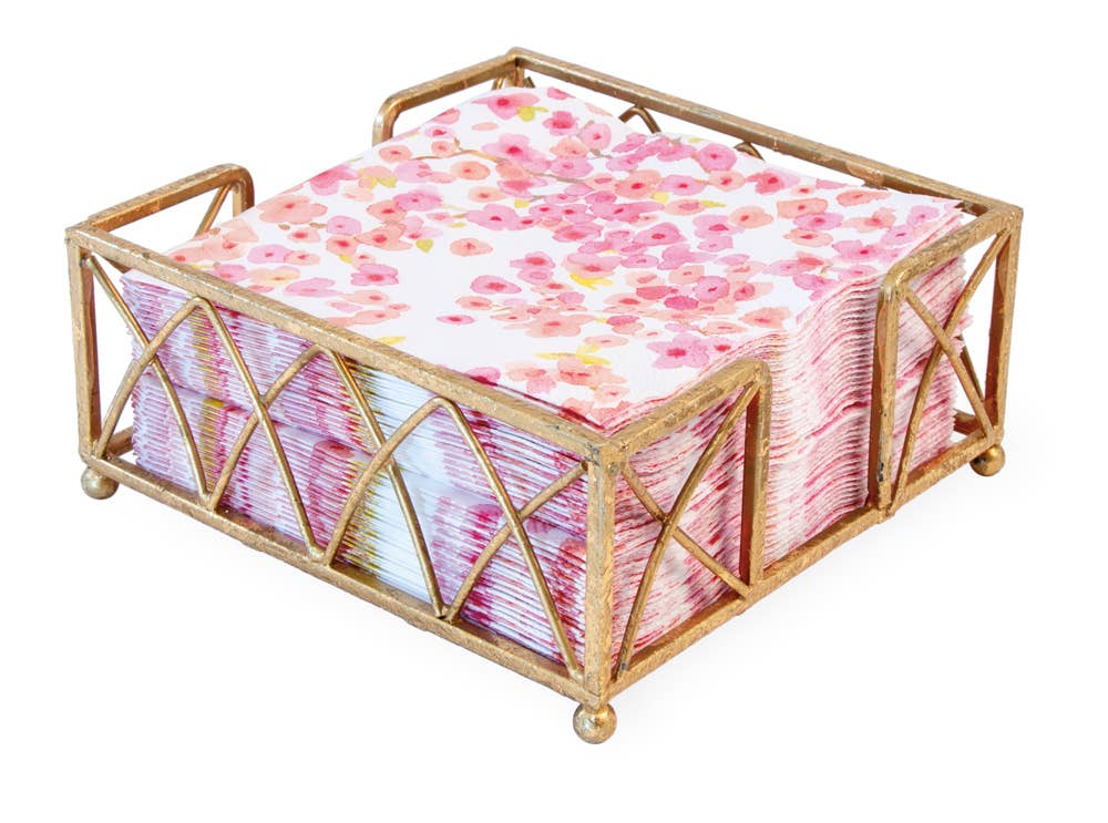  Gold Leaf Paper Cocktail Napkin Holder - Nested