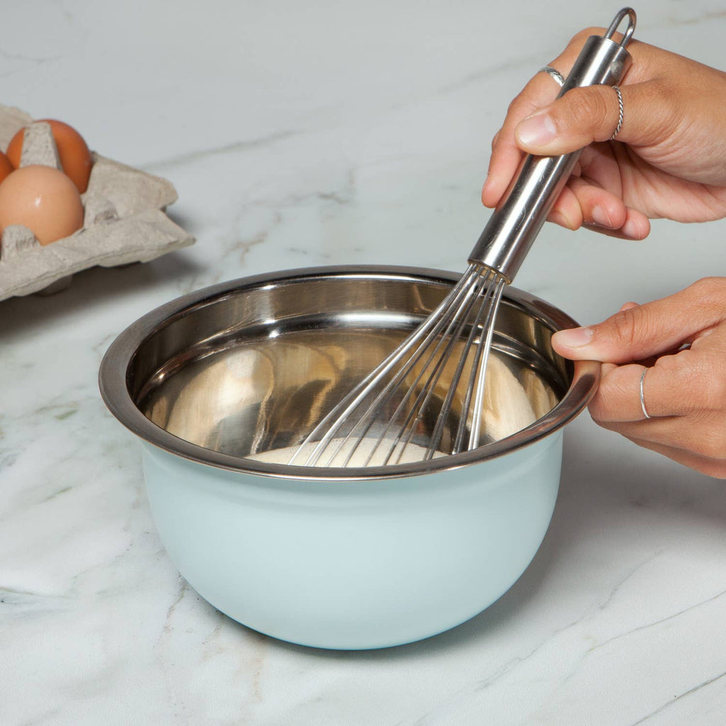 Matte Steel Robins Egg Blue Mixing Bowls Set of 3 - Nested Designs