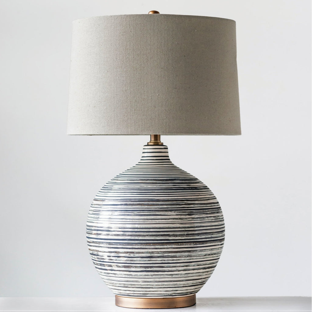 Textured Table Lamp with Linen Shade - NESTED