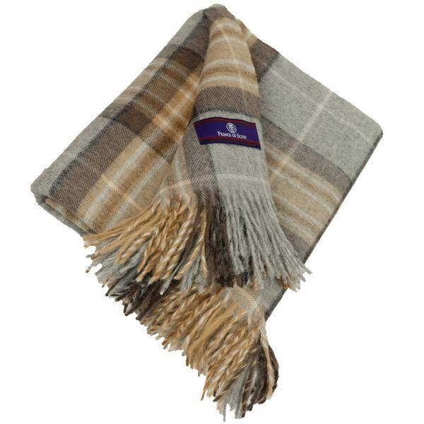 Highland Tartan Tweed Merino Wool Throw - Nested 