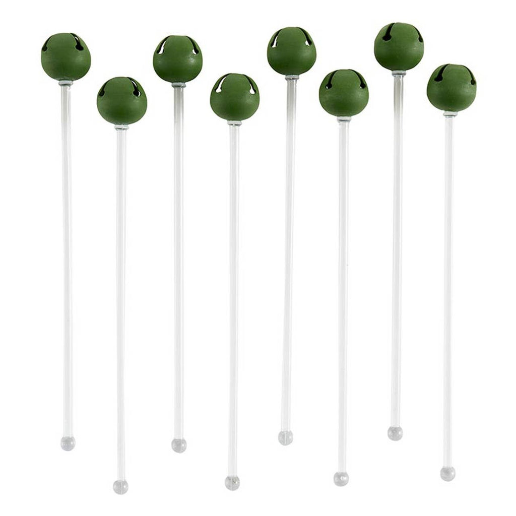 Matte Green Jingle Bell Stir Sticks - Nested