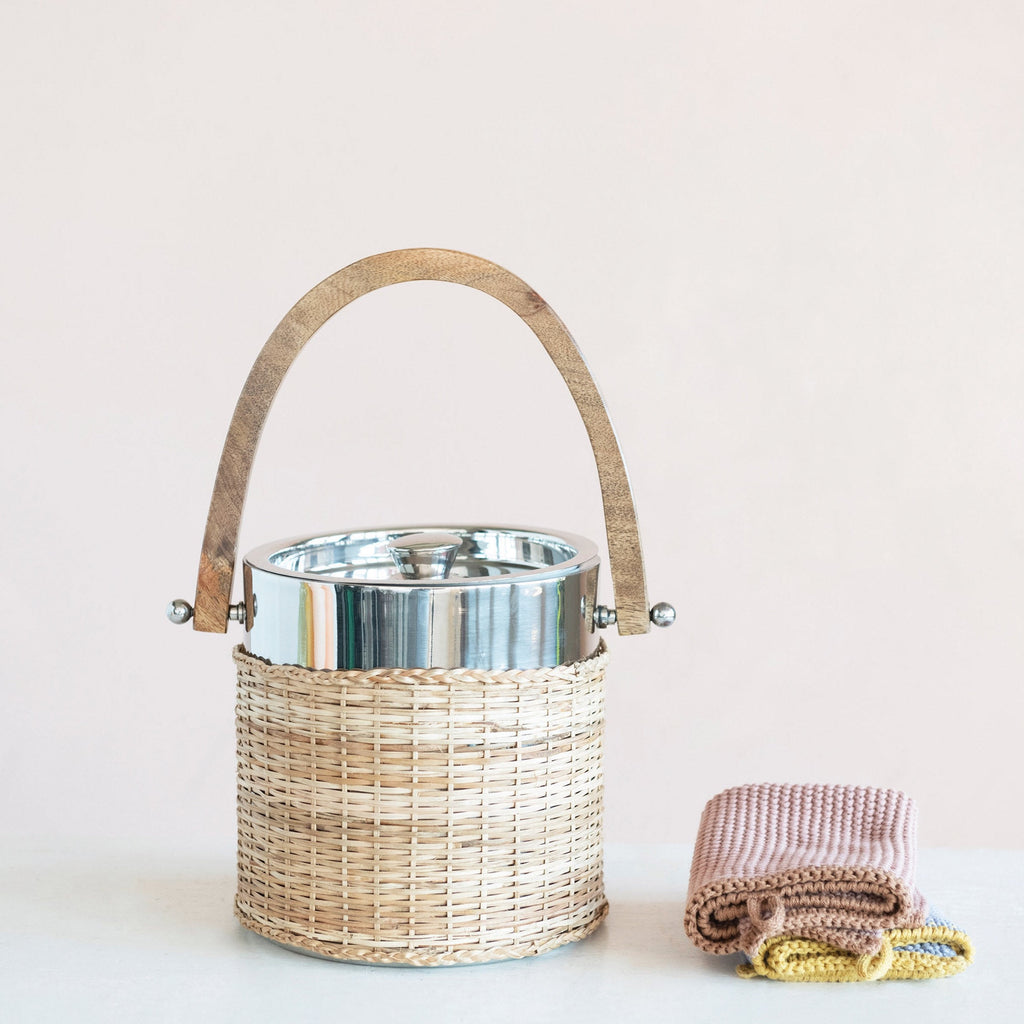Stainless Steel and Rattan Ice Bucket - Nest
