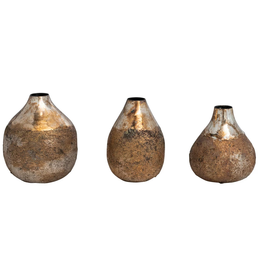 Burnt Gold Metal Vase - Nested