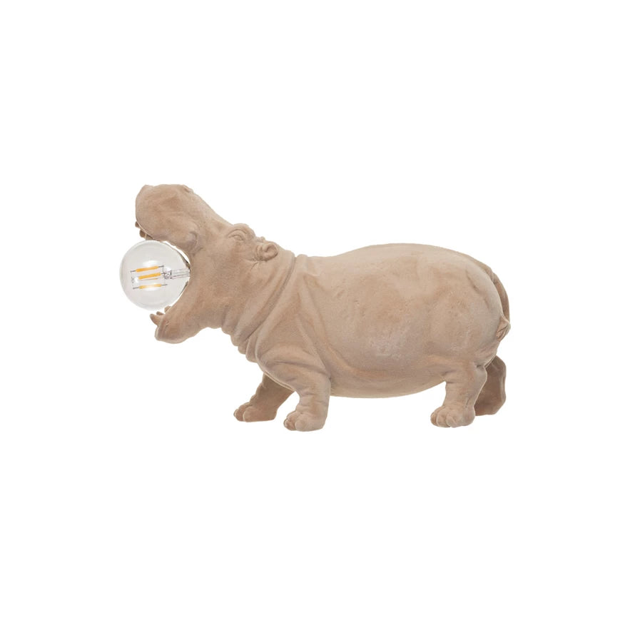 Flocked Resin Hippo Table Lamp - Nested