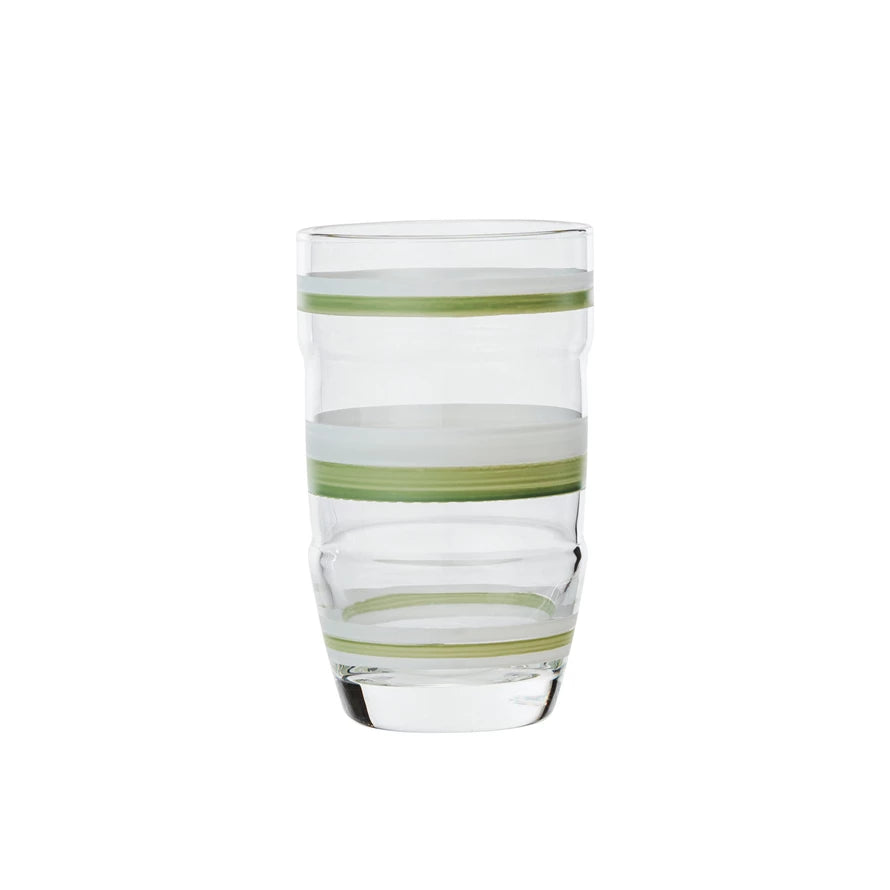 Drinking Glass with Hand-Painted Stripes - Nested