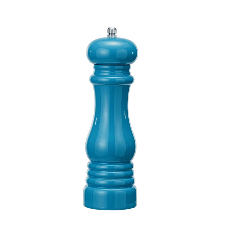 Enameled Rubberwood Salt and Pepper Grinder in Blue - Nested