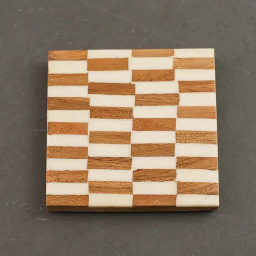 Wood & White Eco Chic Coaster - Nested