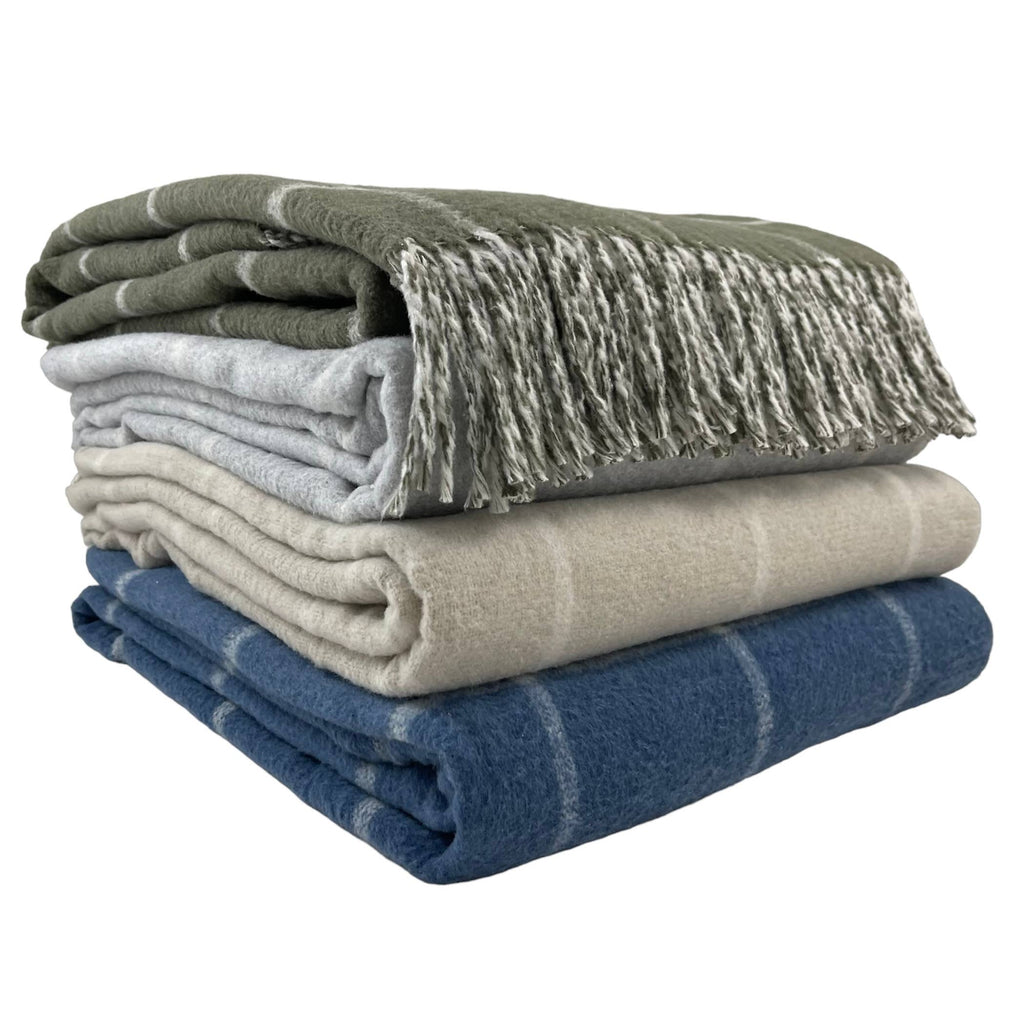 Double Face Cotton Window Pane Throw with Fringes - Nested Designs