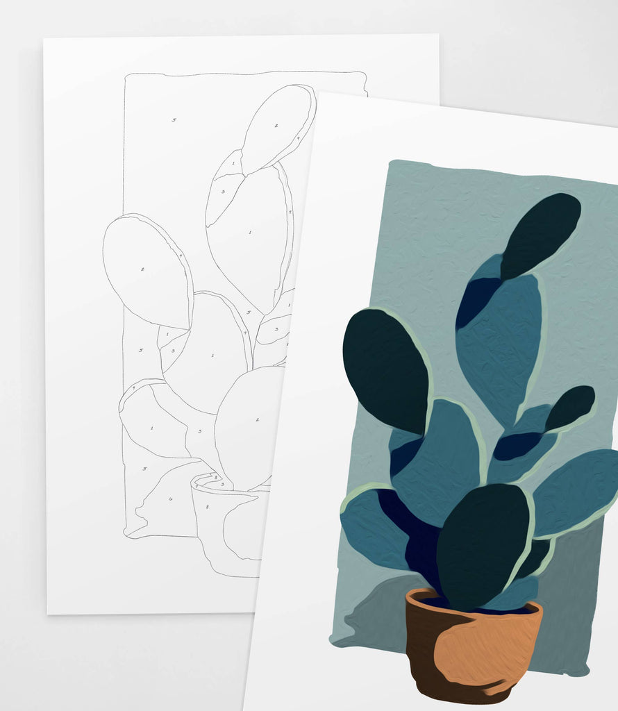 Potted Cactus Paint by Number - Nested