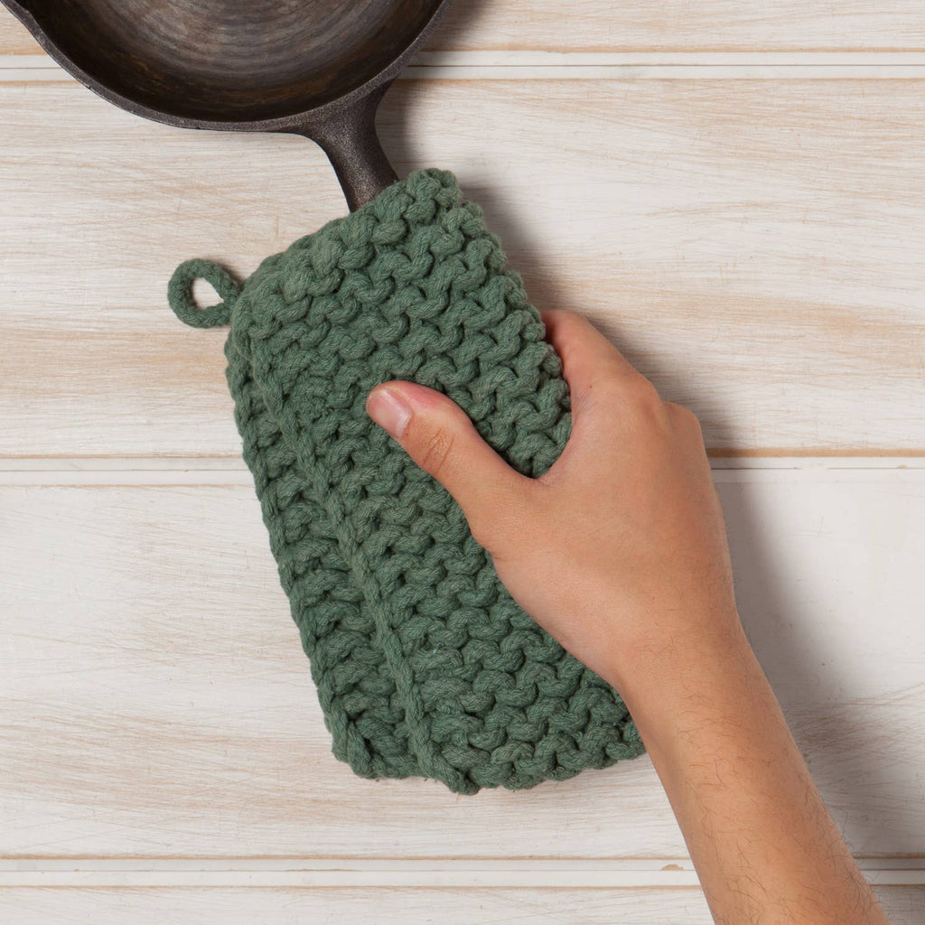 Jade Green Knit Potholder - Nested Designs