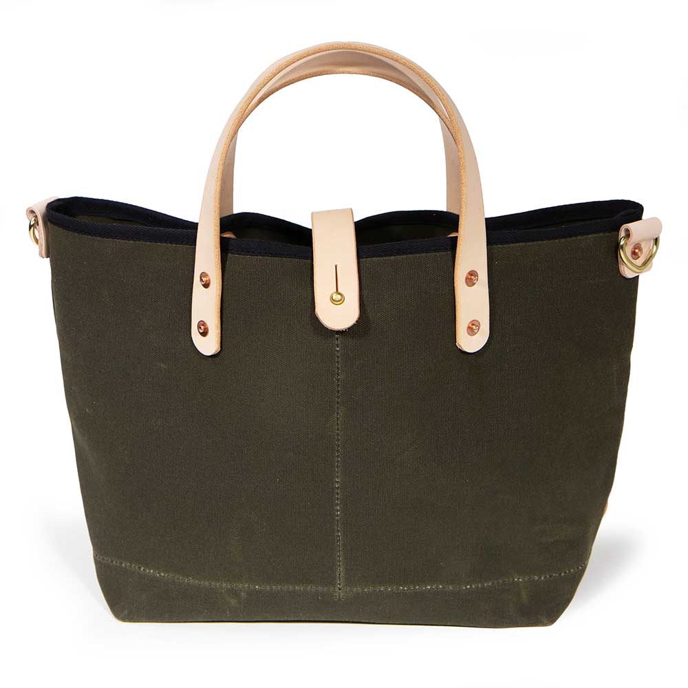 Army Green Waxed Canvas Mini Tote - Nested