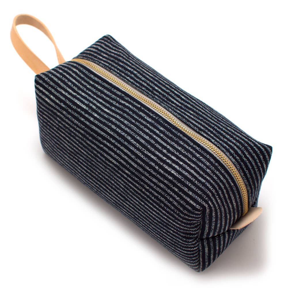 Indigo Chalk Stripe Travel Kit - Nested