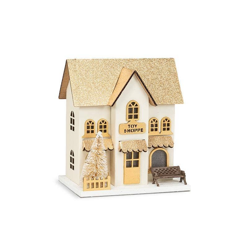 Small Gold Glitter Toy Shop with LED 