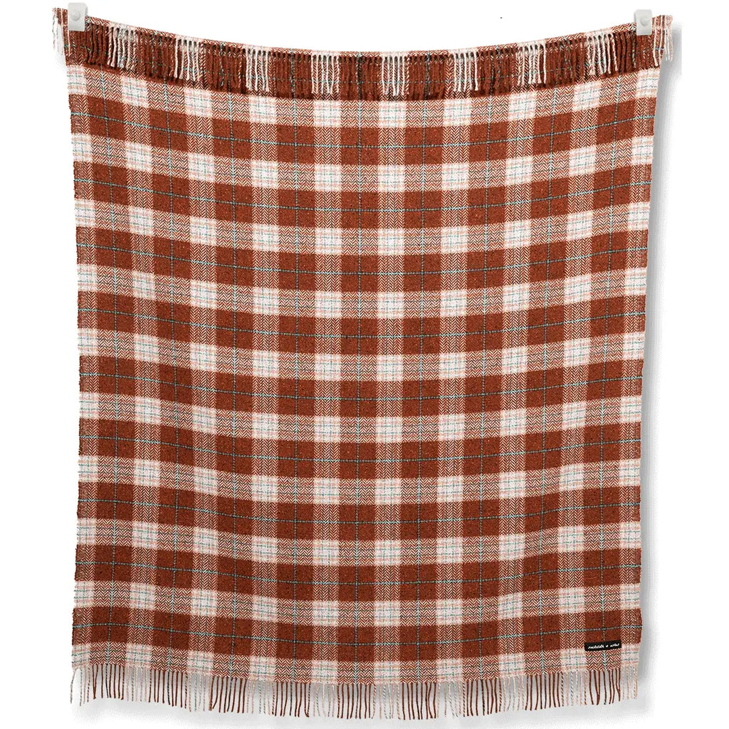 Vintage Plaid Rust Throw - Nested