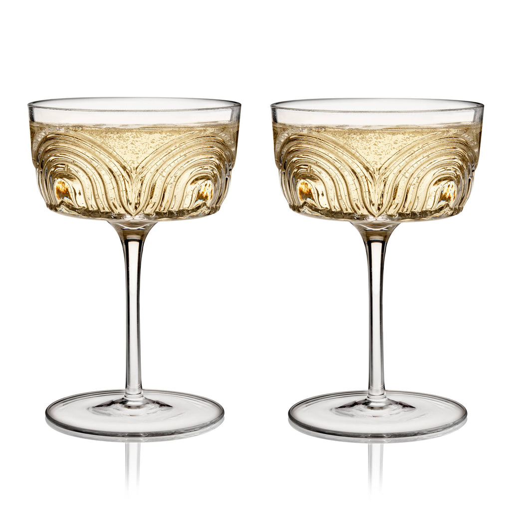 Deco Beau Crystal Cocktail Glasses, Set of Two - Nested